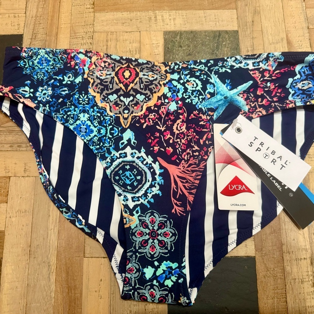 Tribal Sport Reversible Bikini Bottoms Nautical Mandala High Rise SPF 50+